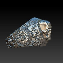 crânio anel joalheria 3dmodel 3dprint enfeite 3d print model - Mito3D