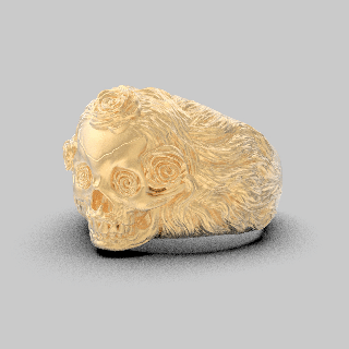 crânio anel skull ring caveira feminina female lindo beautiful fêmea head argolas gold 3d print model - Mito3D