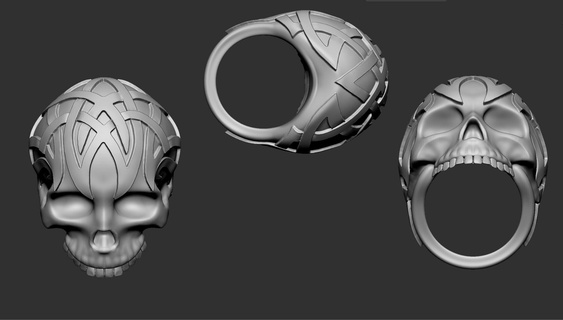 cráneo anillo joya 3d print model - Mito3D