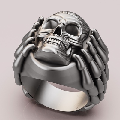 skull ring jewelry zbrush lux silver gold jewelry printable 3d model trend fashion design print photos comments models 3d print model - Mito3D