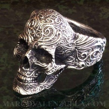 crâne bague floraison del cr néo marco Valenzuela bijoux art gothique filigrane anatomie lourd métal mort Halloween 3d print model - Mito3D