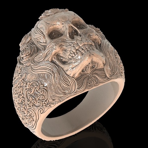 anillo del cráneo de la joyería esqueleto impresión 3d modelo el skullring jewelri masónica los francmasones anillos plata moda otros mason oro dinero en efectivo sterling boda joya oso etapa 3D print model - Mito3D