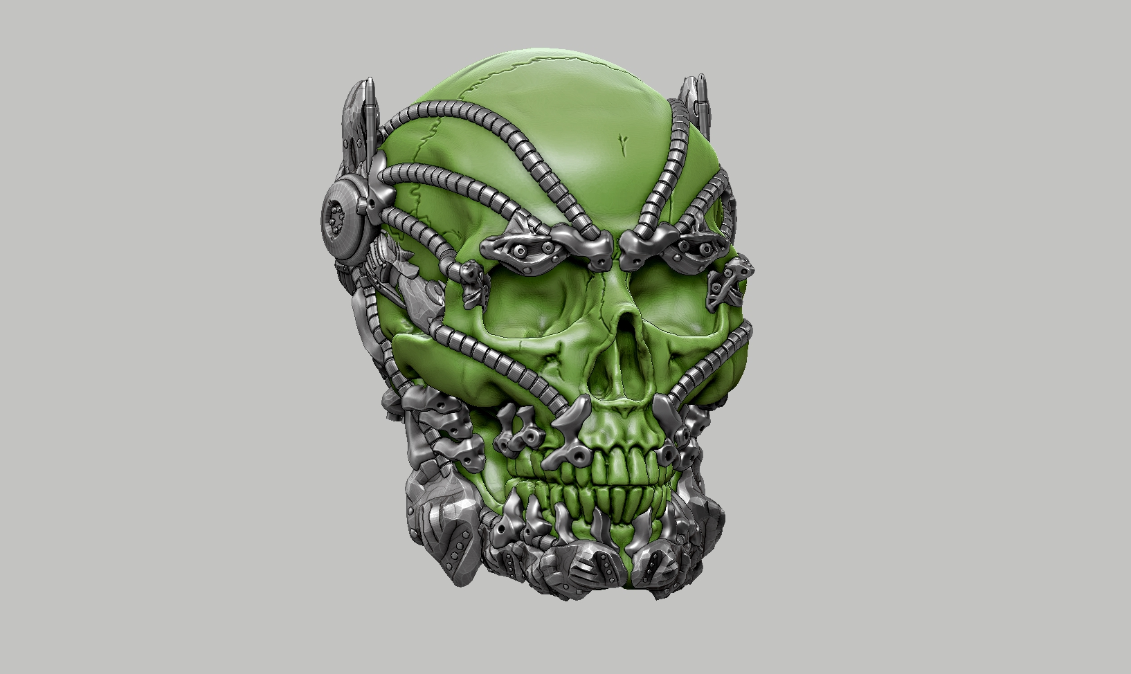 skull robot head 55 1 art bust biomechanical 3D print model - Mito3D