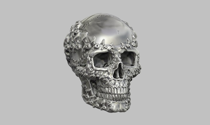 skull robot head a16 1 art bust biomechanical 3d print model - Mito3D