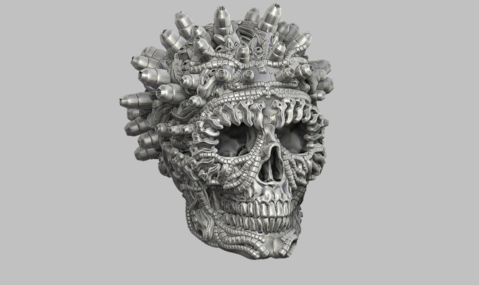 skull robot head a20 1 art bust biomechanical 3d print model - Mito3D