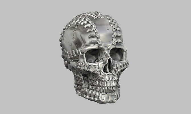 skull robot head a25 1 art bust biomechanical 3d print model - Mito3D