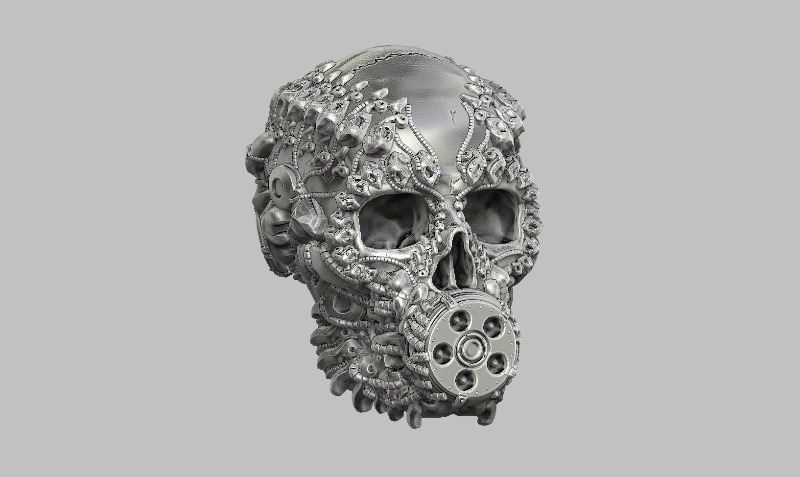 skull robot head a31 1 art bust biomechanical 3D print model - Mito3D