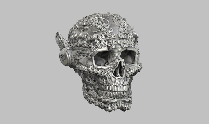 skull robot head a33 1 art bust biomechanical 3d print model - Mito3D