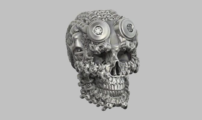 skull robot head a34 1 art bust biomechanical 3d print model - Mito3D