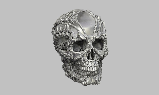 skull robot head a35 1 art bust biomechanical 3d print model - Mito3D