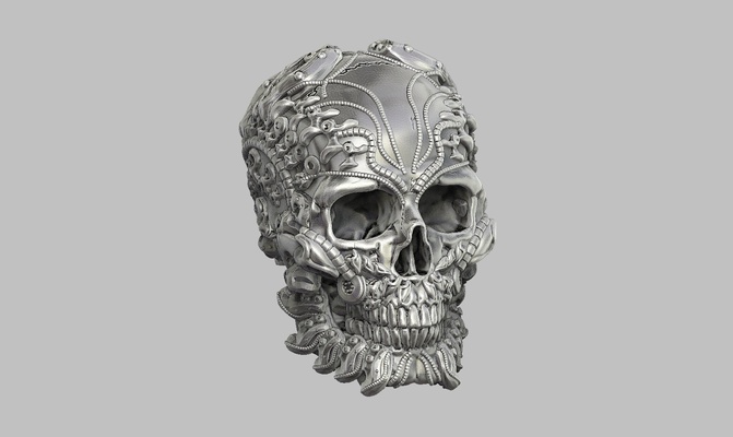 skull robot head a38 1 art bust biomechanical 3d print model - Mito3D