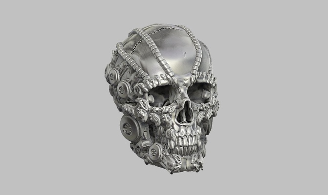 skull robot head a40 1 art bust biomechanical 3d print model - Mito3D