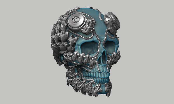 skull robot head a43 1 art bust biomechanical 3d print model - Mito3D