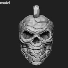 cráneo de la roca colgante vol 1 impresión 3d modelo joyería el motorista estilizada piedra ornamento plata moda collar cadena esqueleto 3d print model - Mito3D