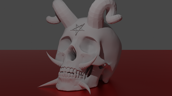 crânio satanás diabo morto scull cabeça pentagrama poli arte demônio ativos liquidificador 3d print model - Mito3D