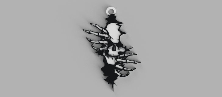 crânio esqueleto entrando rachadura chaveiro pingente brincos 3d print model - Mito3D