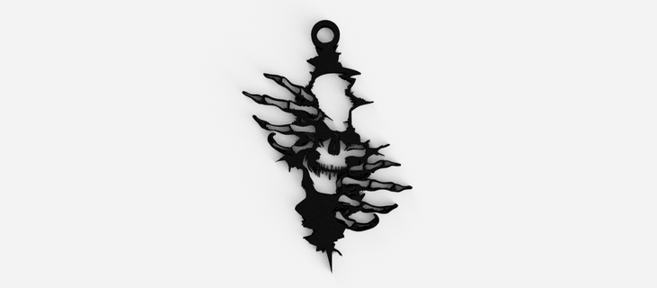skull skeleton entering openwork crack keychain - pendant earrings 3d print model - Mito3D