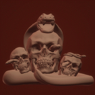 skull snake skulls snakes 3d model art life death duality nature evolution philosophy biology collection texture realistic creativity 3d print model - Mito3D