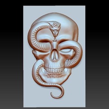 crâne de serpent modèle bas-relief art animal boa python pendentif estampage la sculpture gravure artcam 3d cnc punk démon 3d print model - Mito3D