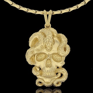 skull snake pendant skull pendant silver gold jewelry printable 3d model trend fashion design zbrush tiger  3d print model - Mito3D