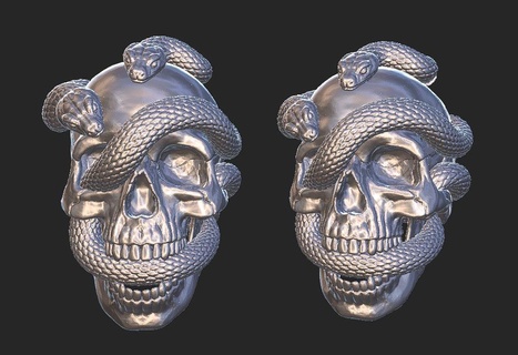cráneo serpientes joyería joya oro anillo plata esterlina libra motociclista calavera calaveraanillo serpiente anillos 3d print model - Mito3D