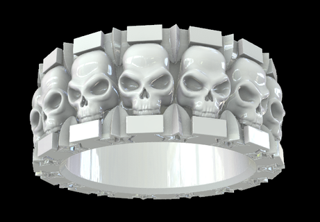 skull stars ring edgy iconic mortality rebellion symbolism individuality 3d print model - Mito3D