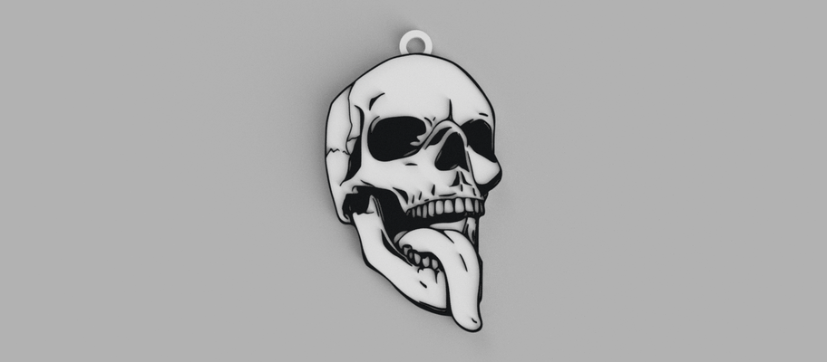 crâne collage langue logo porte clés pendentif boucle d'oreille halloween 3d print model - Mito3D