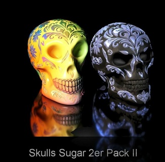 crâne sucre 2 pack ii 3d modèle fichier art sugar skull kull baignoire amical queisser impression cadeau high polygon 3d print model - Mito3D