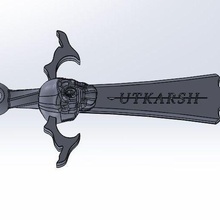 skull sword keychain fashion 3d print model - Mito3D