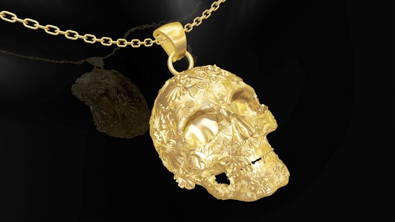skull tattoo gold pendant jewelry 3d print model 3d print model - Mito3D