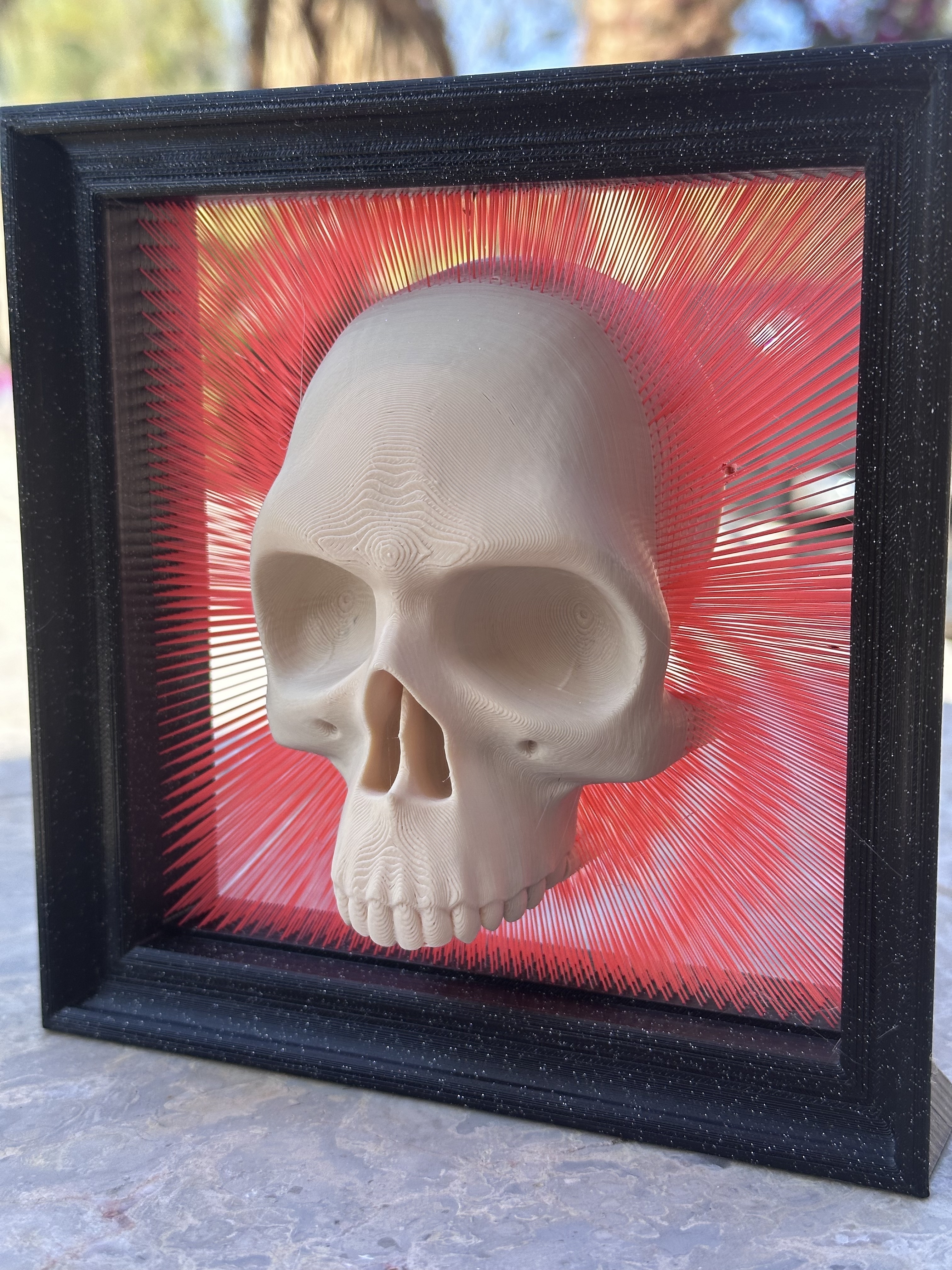 Schädel Tensegrity Schatten Boxen Saiten Halloween Rahmen Mauer Aufhänger 3D print model - Mito3D