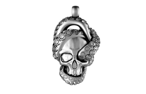 skull tentacles pendant tentacle jewelry jewel marine 3d print model - Mito3D