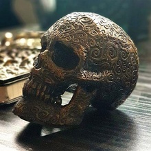 skull tribal presuported art ornamentation death horror halloween desk decoration 3d print model - Mito3D