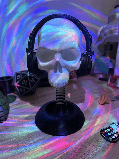 skull vertebrae headphone stand headphone stand skull halloween grim reaper human skull gamer gaming  3d print model - Mito3D