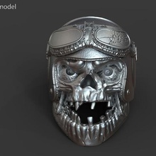 skull vol 6 biker helmet ring jewelry fancy skeleton gold silver ornament fashion 3d print model - Mito3D