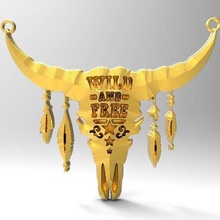 skull wild free jewelry cowboy bull pendant art fashion 3d print model - Mito3D