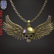 skull wings v1 pendant jewelry 3d print model - Mito3D