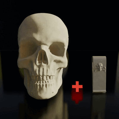 skull x2 zombie & moneyholder art craneo bones huesos keychain money holder shot glass aquarium demon monster goth dark gothic helloween creepy spooky 3d print model - Mito3D