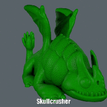 skullcrusher impression facile pas de soutien art dessin animé dragon figure modèle paramount la sculpture le karaoké supportless 3d print model - Mito3D