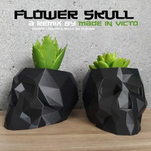 skullflower home skull flower vase pot low poly 3d print model - Mito3D