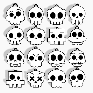 crânes Halloween porte clés clé anneaux téléphone Jeux tik tok terreur cadeau 3d print model - Mito3D