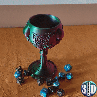skulls roses chalice print place supports goblet vase plantpot holder prin fantasy dnd home decor ded dice cup 3d print model - Mito3D