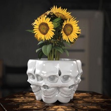crânes vase art pot décoration bougie moules fleur megart intérieur jardin crâne plante imprimable d'appartement 3d print model - Mito3D