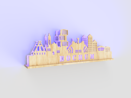 skyline bochum mit stand und licht buildings structures nrw germany led decor gift 3d print model - Mito3D