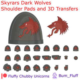 skyrars dark wolves shoulder pads 3d transfers war hammer 42k pauldron tabletop gaming transfer icons relief 28mm 30k heresy space skyrar 3d print model - Mito3D