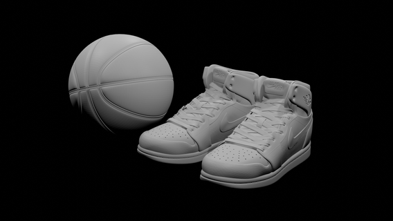 slamdunk Nike air Jordan 1 rétro haute Balle ajoutée 3d impression 12inch figure 3d print model - Mito3D