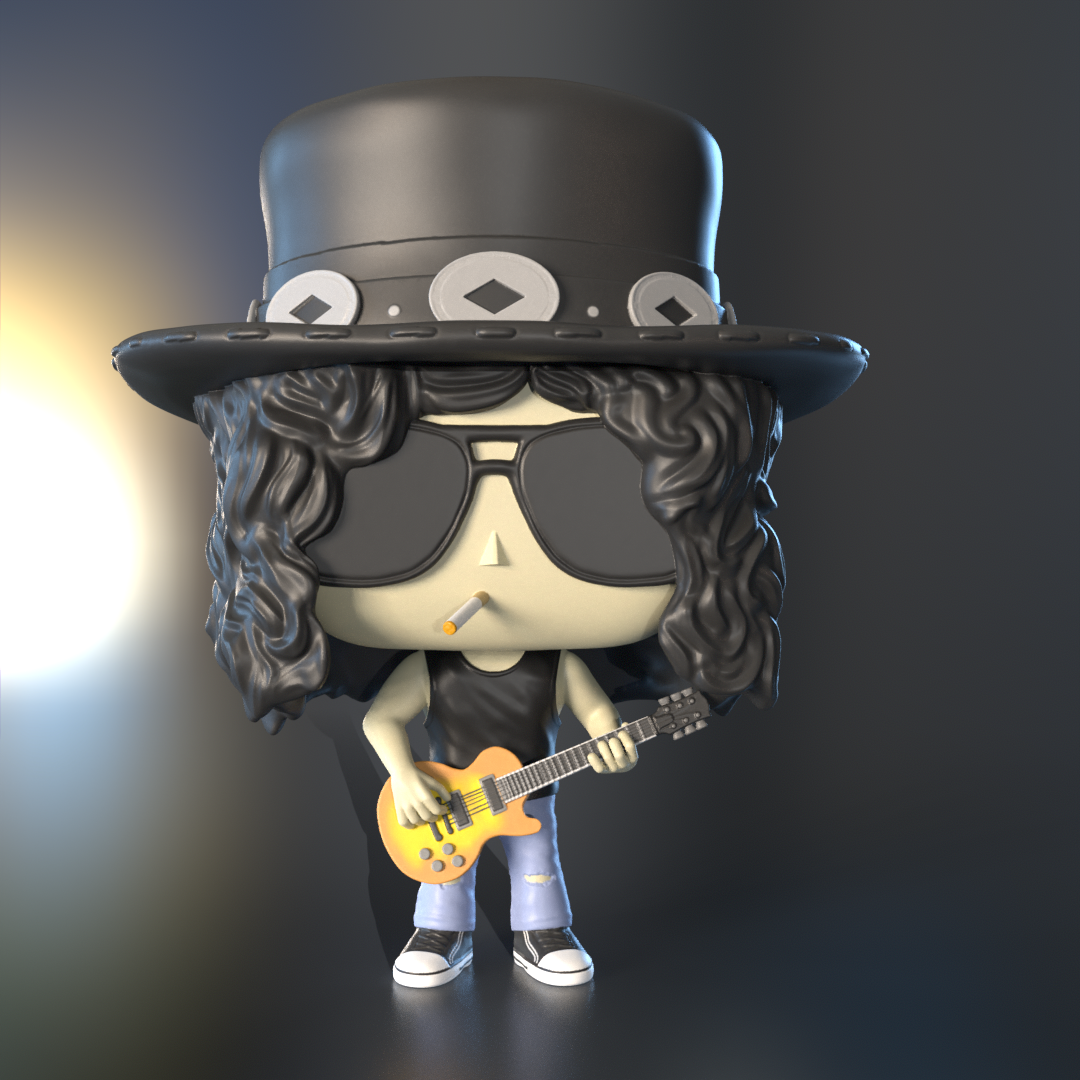 barra pistole n rose arte funko pop funko3d axos guitarra assolo roccia chitarra eroe 3D print model - Mito3D