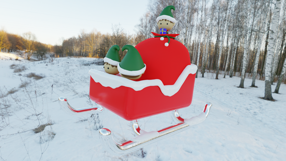 trenó elfos duende Natal presentes enfeite decoração 3d print model - Mito3D