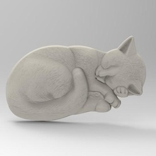 chat endormi art 3d animal de la beauté mignon un soulagement jouet stl kitty 3d print model - Mito3D