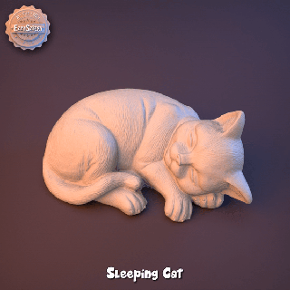 sleeping cat statue figurine cute feline animal decoration garden kitty kitten pussycat 3d print model - Mito3D